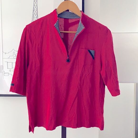 NWOT Japan 3/4 sleeves Blouse red - Picture 6 of 6